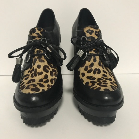Aldo Leopard  Wedge Shoe w/ Lace-up Tassles - Picture 3 of 9